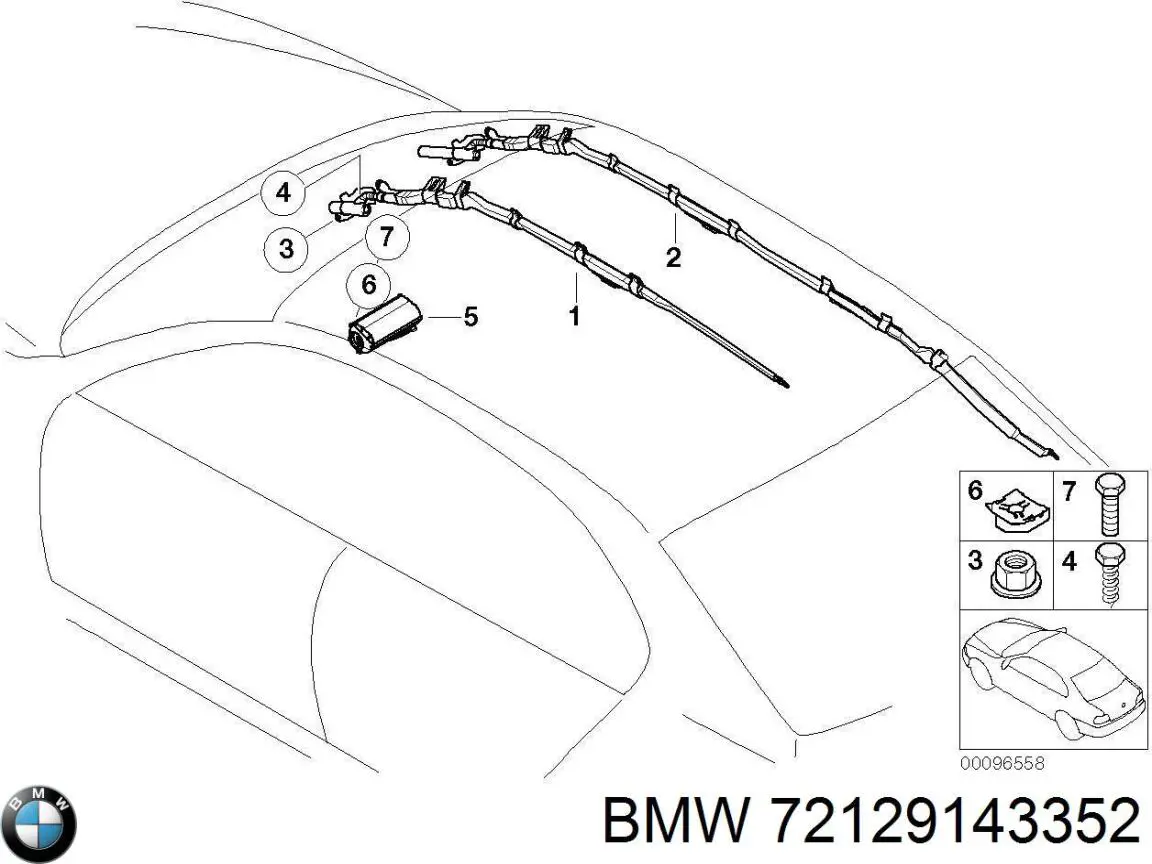 Шторка боковая, правая 72129143352 BMW