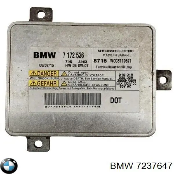 Блок розпалювання, ксенон 7237647 BMW