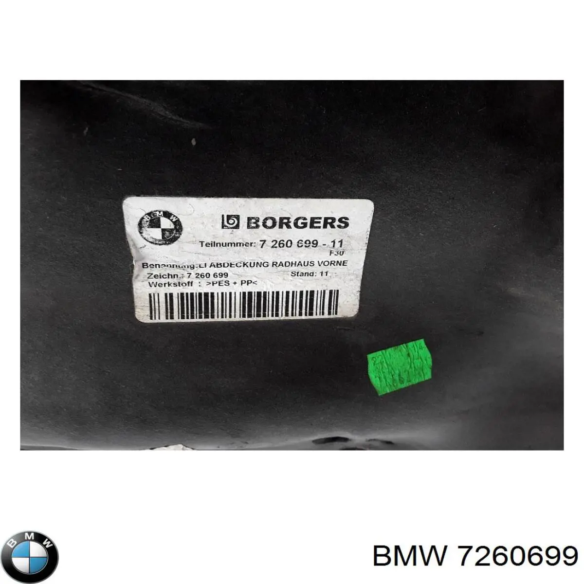 7260699 BMW Подкрылок крыла переднего левый задний