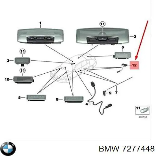 7277448 BMW фонарь подсветки ручки двери передней