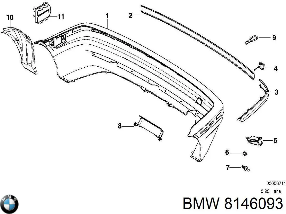 Молдинг бампера заднего центральный BMW 8146093 цена, от 27.80 USD
