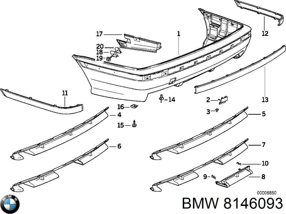 Купить 8146093 BMW Молдинг бампера заднего центральный