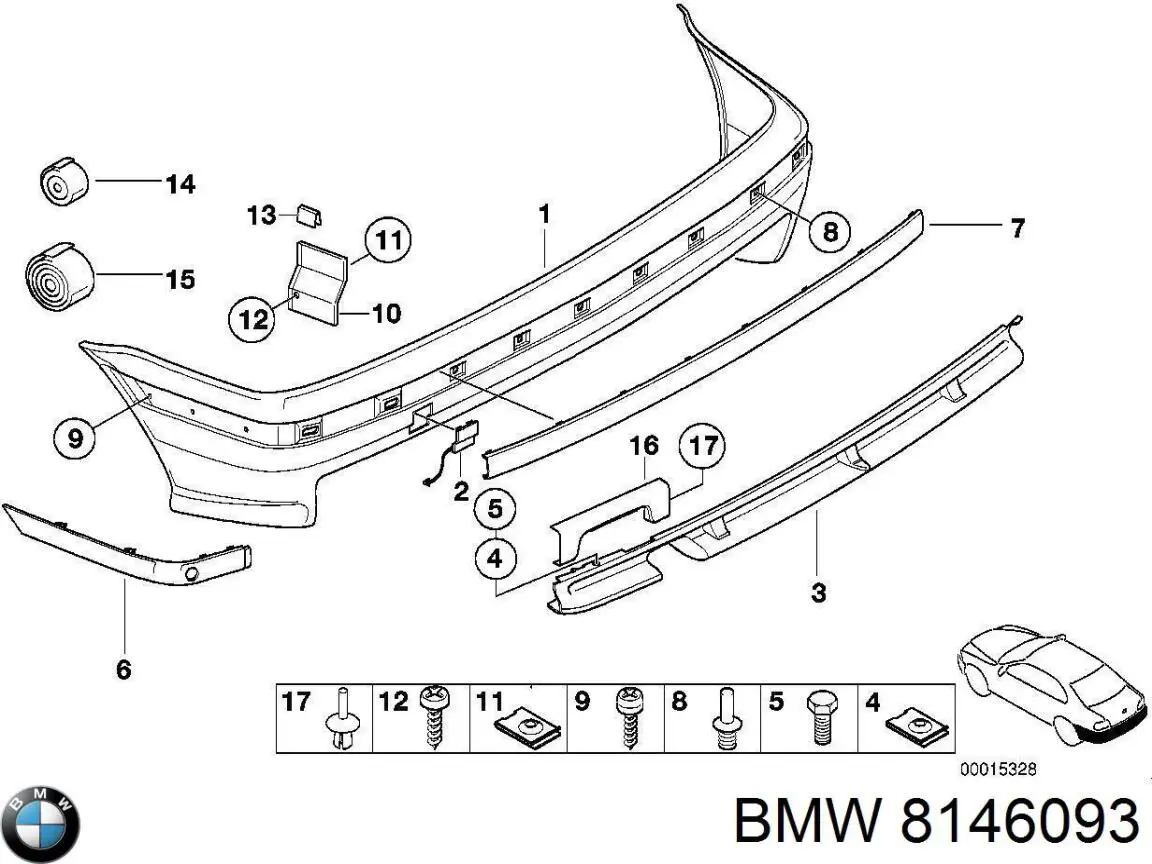 8146093 BMW Молдинг заднего бампера, центральный