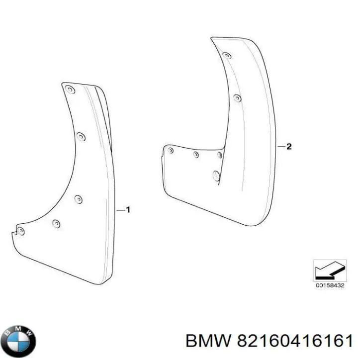82160416161 BMW брызговики передние, комплект