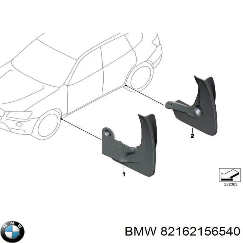 82162156540 BMW protetores de lama traseiros, kit