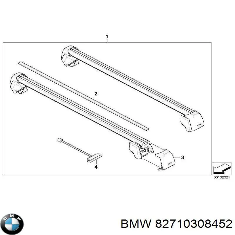Поперечины багажника крыши, комплект 82710415052 BMW