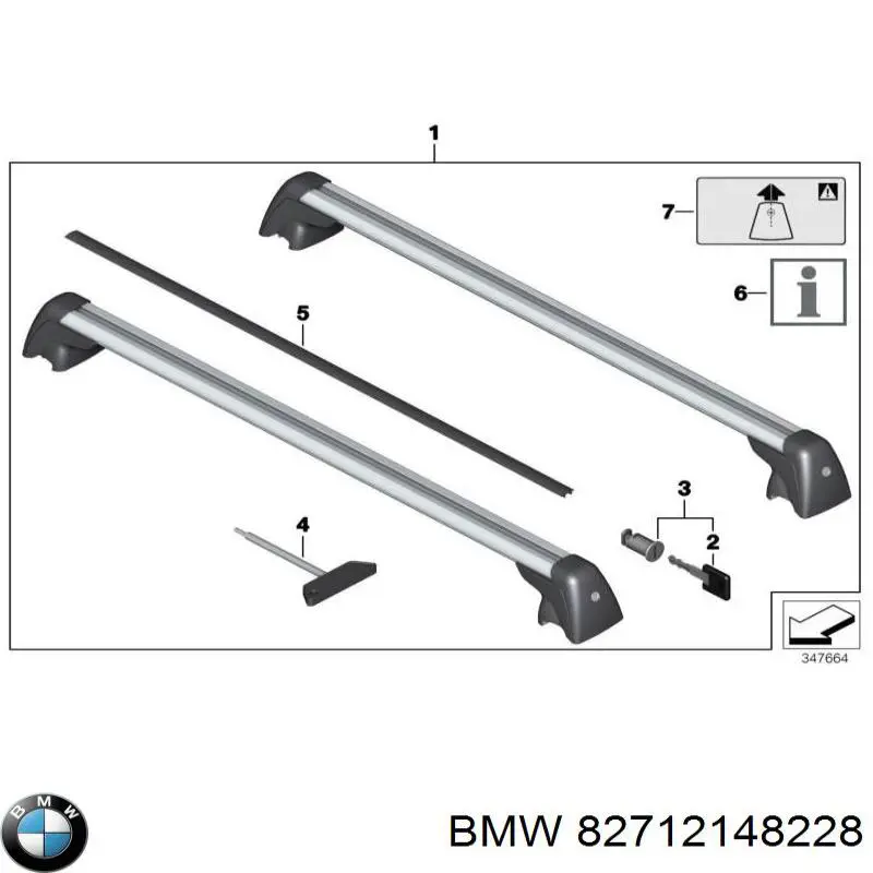 Поперечины багажника крыши, комплект 82712148228 BMW