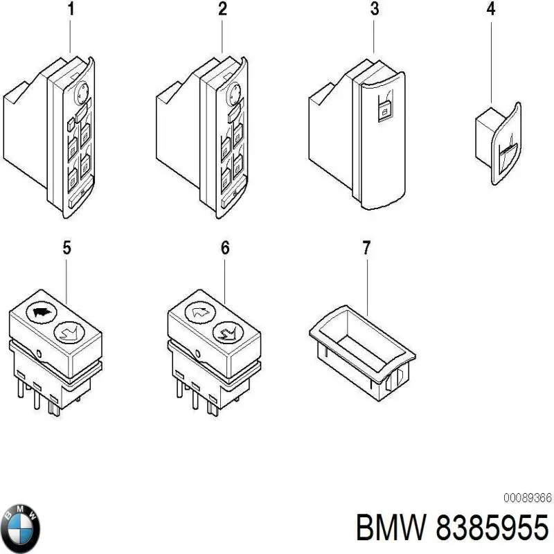 Кнопка включения мотора стеклоподъемника задняя левая 8385955 BMW