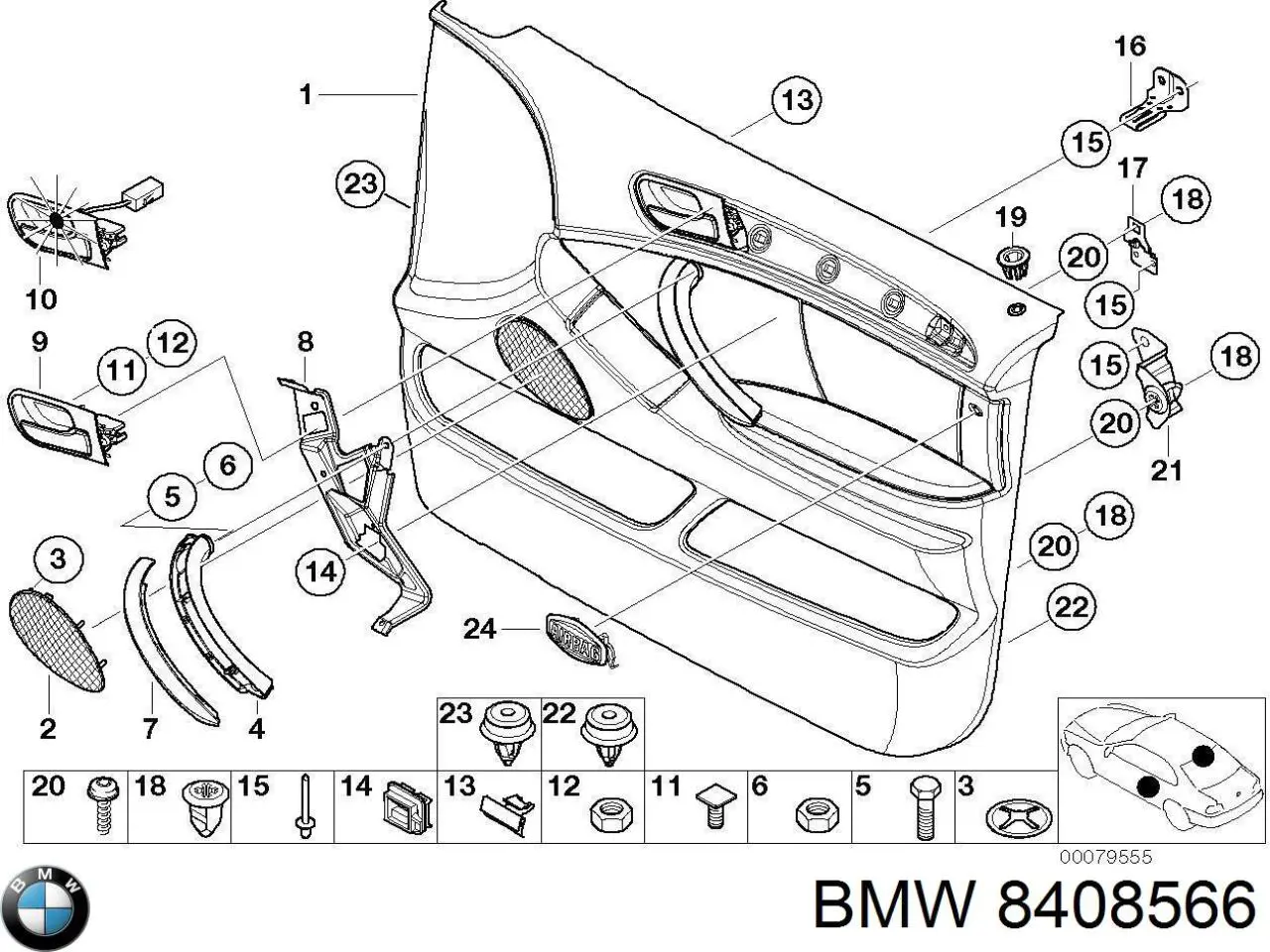 Ручка двери правой наружная передняя/задняя на BMW X5 (E53) купить.
