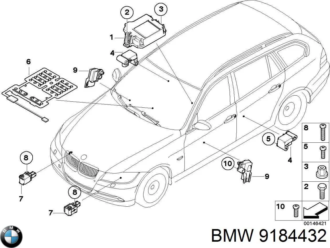 9184432 BMW модуль-процессор управления подушкой безопасности (эбу airbag)