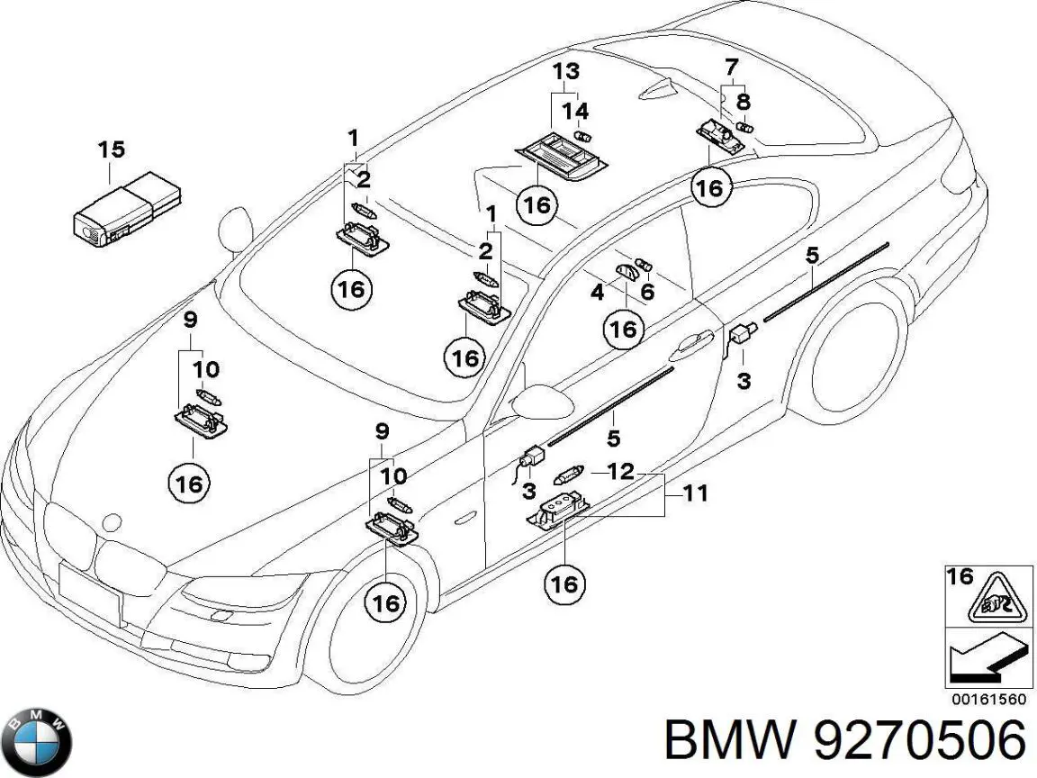 Купить 9270506 BMW Плафон подсветки багажного отсека