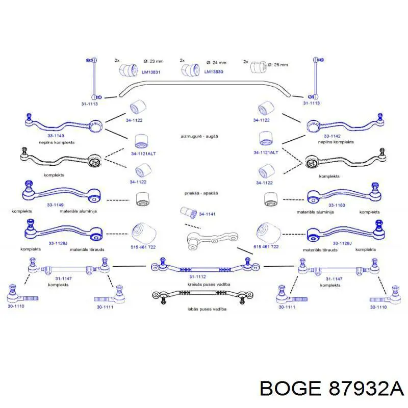 Сайлентблок переднего верхнего рычага 87932A Boge