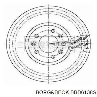 BBD6138S Borg&beck disco do freio dianteiro