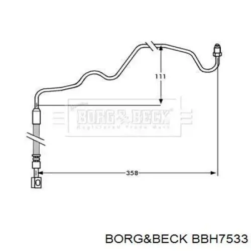 Шланг тормозной задний левый BBH7533 Borg&beck