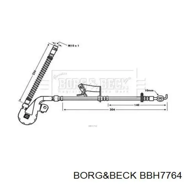 Шланг тормозной передний правый BBH7764 Borg&beck