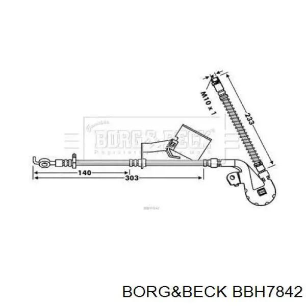 Шланг тормозной передний левый BBH7842 Borg&beck