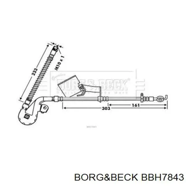 Шланг тормозной передний правый BBH7843 Borg&beck