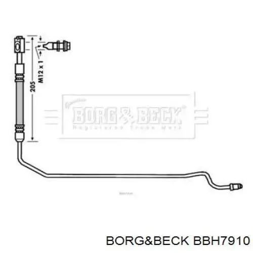 Шланг тормозной задний левый BBH7910 Borg&beck