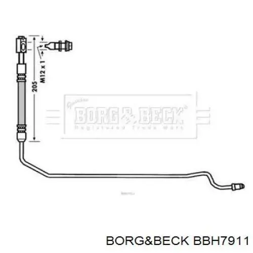 Шланг тормозной задний правый BBH7911 Borg&beck