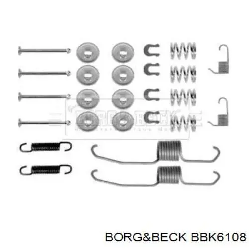 Монтажный комплект задних барабанных колодок BBK6108 Borg&beck