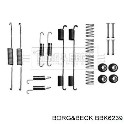 Монтажный комплект задних барабанных колодок BBK6239 Borg&beck