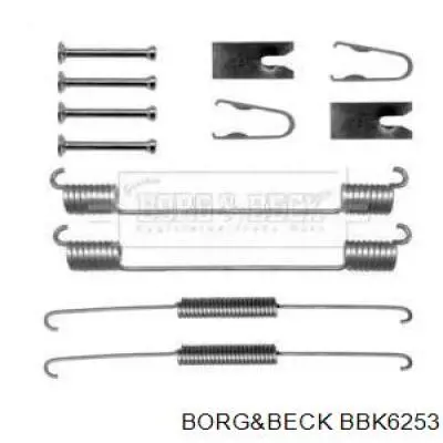 Монтажный комплект задних барабанных колодок BBK6253 Borg&beck