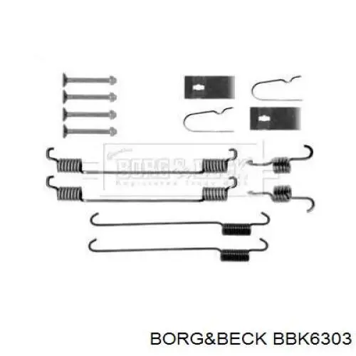 Монтажный комплект задних барабанных колодок BBK6303 Borg&beck