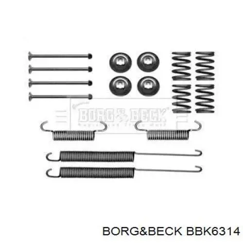 Монтажный комплект задних барабанных колодок BBK6314 Borg&beck