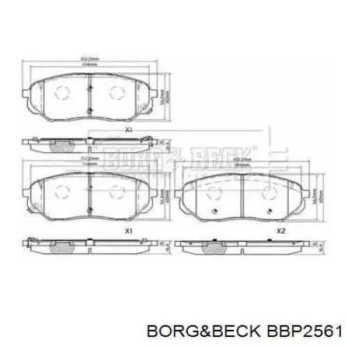 Передние тормозные колодки BBP2561 Borg&beck