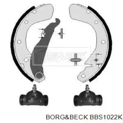 Колодки тормозные задние барабанные, в сборе с цилиндрами, комплект BBS1022K Borg&beck
