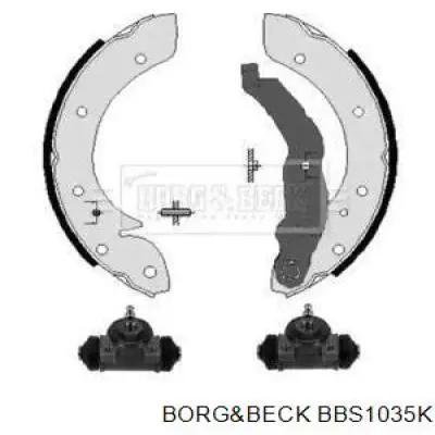 Колодки тормозные задние барабанные, в сборе с цилиндрами, комплект BBS1035K Borg&beck