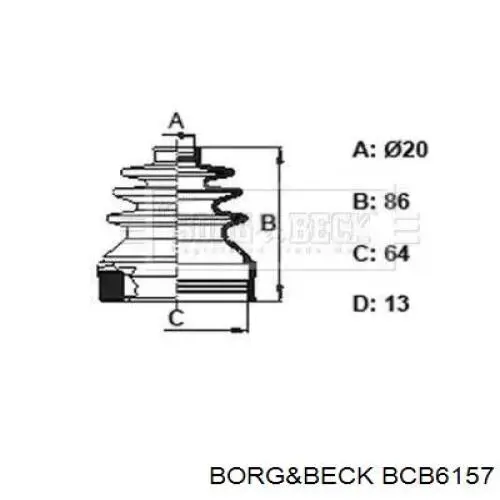 BCB6157 Borg&beck bota de proteção interna de junta homocinética do semieixo dianteiro