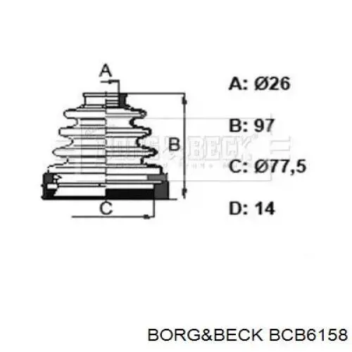Пыльник ШРУСа передней полуоси внутренний Borg&beck BCB6158