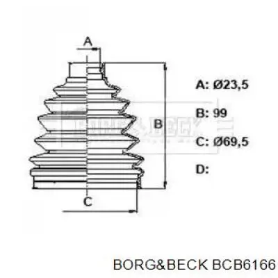 Пыльник ШРУСа задней полуоси наружный BCB6166 Borg&beck