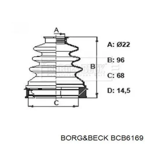 Пыльник ШРУСа передней полуоси внутренний левый Borg&beck BCB6169
