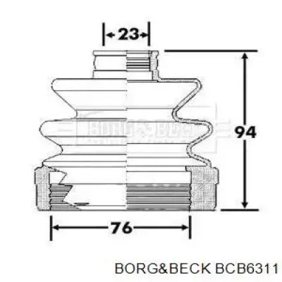 BCB6311 Borg&beck bota de proteção interna de junta homocinética do semieixo dianteiro