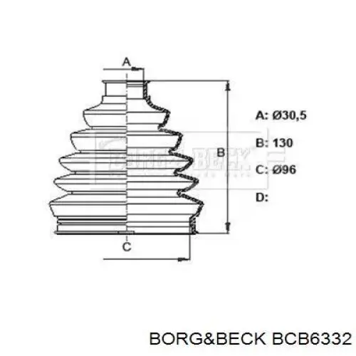 BCB6332 Borg&beck bota de proteção externa de junta homocinética do semieixo dianteiro