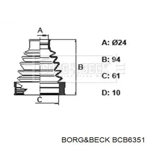 Пыльник ШРУСа передней полуоси внутренний правый BCB6351 Borg&beck