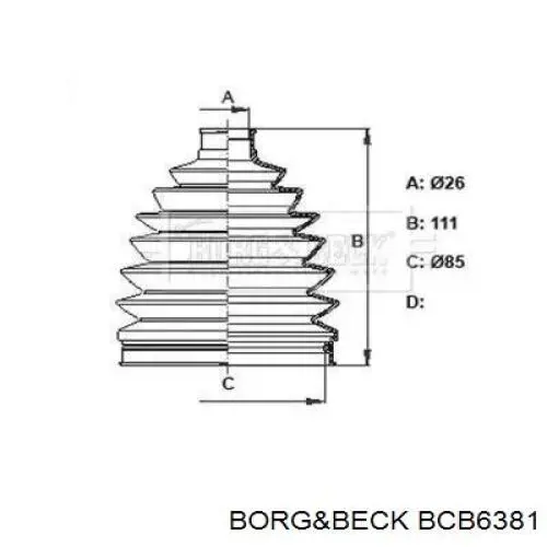 Пыльник ШРУСа наружный BCB6381 Borg&beck