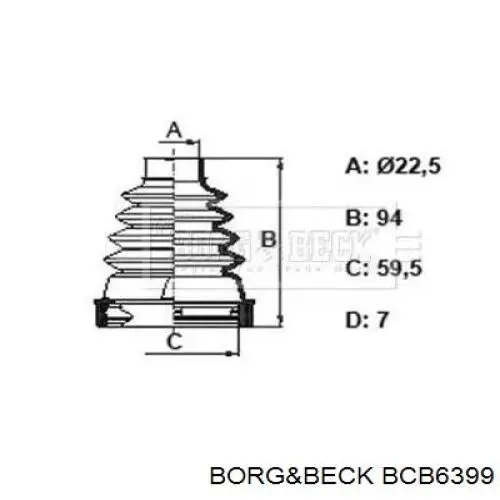 Пыльник ШРУСа передней полуоси внутренний правый BCB6399 Borg&beck