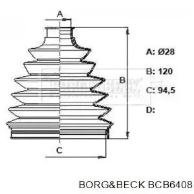 Пыльник ШРУСа наружный BCB6408 Borg&beck