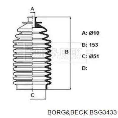 BSG3433 Borg&beck bota de proteção do mecanismo de direção (de cremalheira)