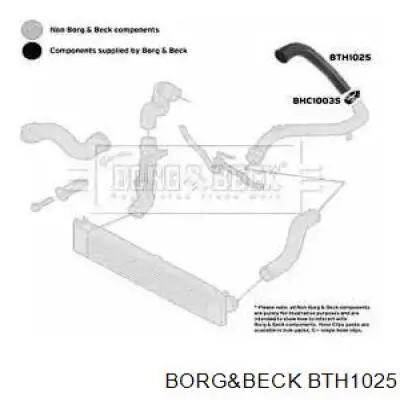 Шланг (патрубок) интеркуллера нижний левый Borg&beck BTH1025