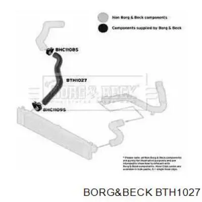 Шланг (патрубок) интеркуллера верхний правый BTH1027 Borg&beck