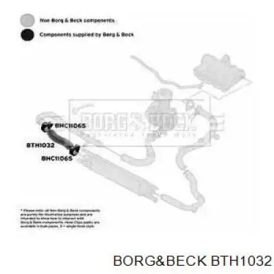Шланг (патрубок) интеркуллера нижний правый Borg&beck BTH1032