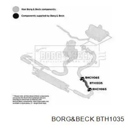 BTH1035 Borg&beck mangueira (cano derivado inferior esquerda de intercooler)