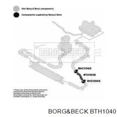 Шланг (патрубок) интеркуллера левый Borg&beck BTH1040