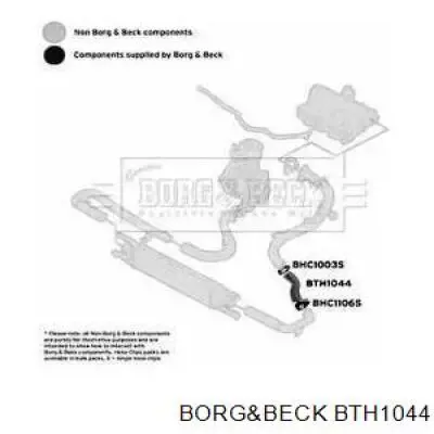 Шланг (патрубок) интеркуллера нижний левый Borg&beck BTH1044