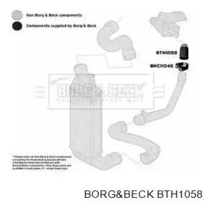 BTH1058 Borg&beck патрубок воздушный, выход из турбины/компрессора (наддув)