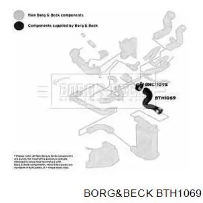 Шланг (патрубок) интеркуллера верхний Borg&beck BTH1069